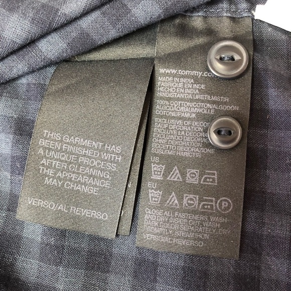 TOMMY hilfiger premium denim 2 tone navy long sleeve shirt small - Picture 8 of 8